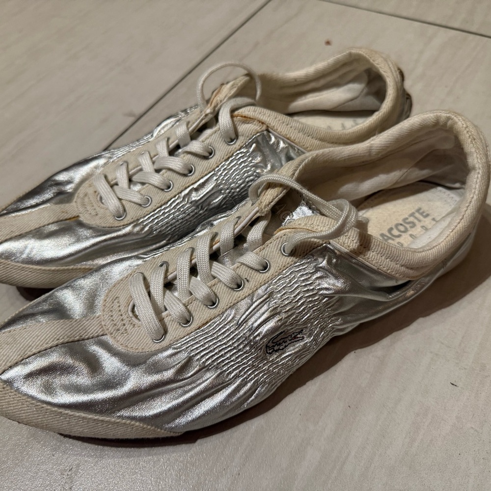 Lacoste Silver and White Women's Sneakers